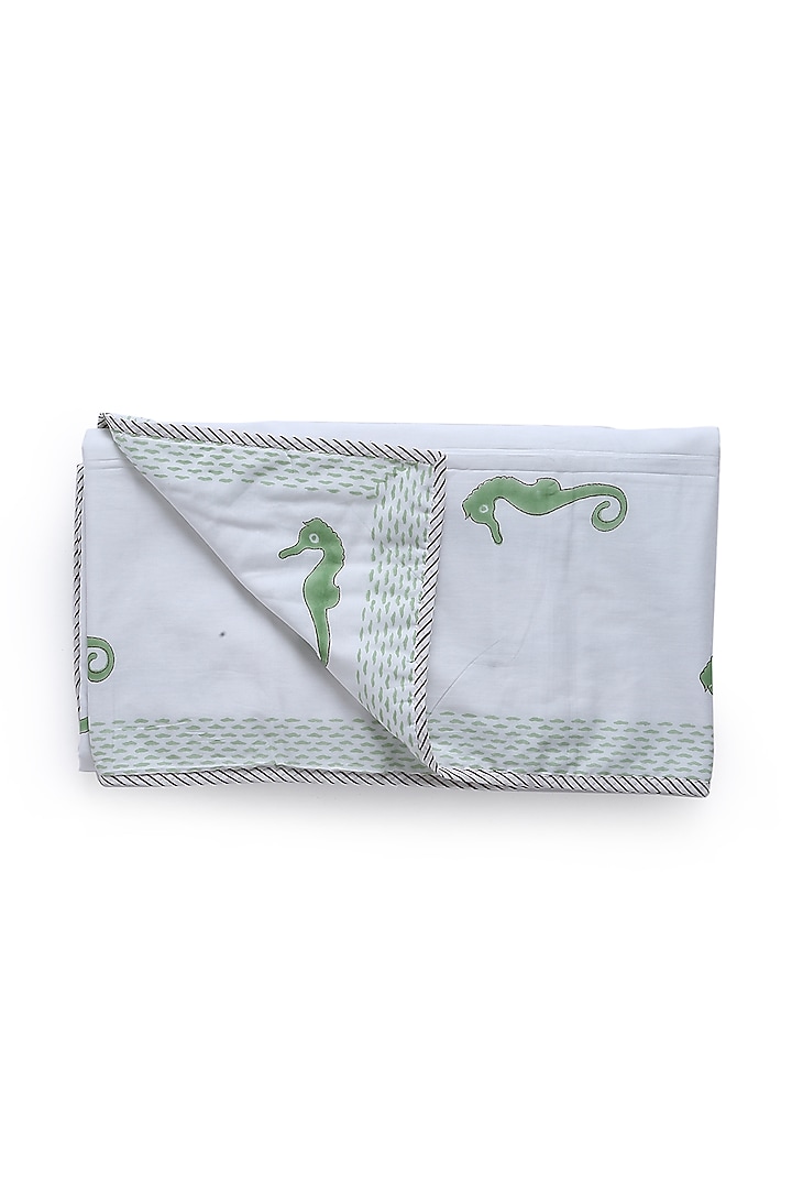Green & White Eco Friendly Cotton Duck Dohar by Amoliconcepts at Pernia's Pop Up Shop