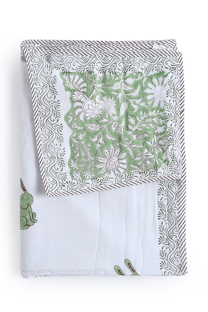 Green & White Eco Friendly Cotton Duck Dohar by Amoliconcepts at Pernia's Pop Up Shop