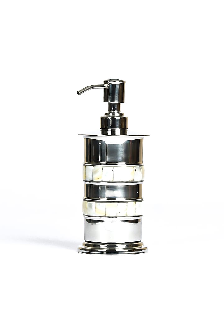 Silver & Ivory Stainless Steel Bath Accessories Set (Set of 5) by Amoliconcepts at Pernia's Pop Up Shop