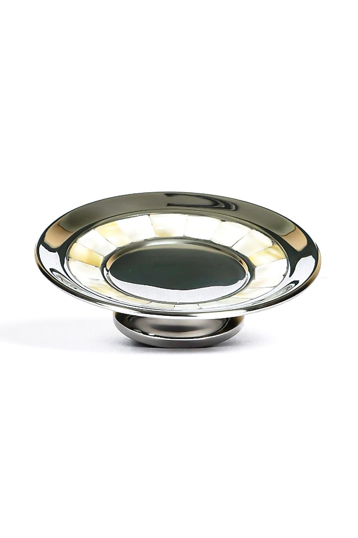 Silver & Ivory Stainless Steel Bath Accessories Set (Set of 5) by Amoliconcepts at Pernia's Pop Up Shop