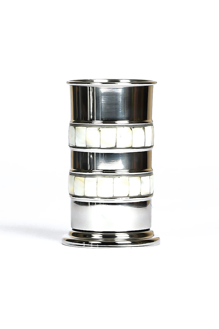 Silver & Ivory Stainless Steel Bath Accessories Set (Set of 5) by Amoliconcepts at Pernia's Pop Up Shop