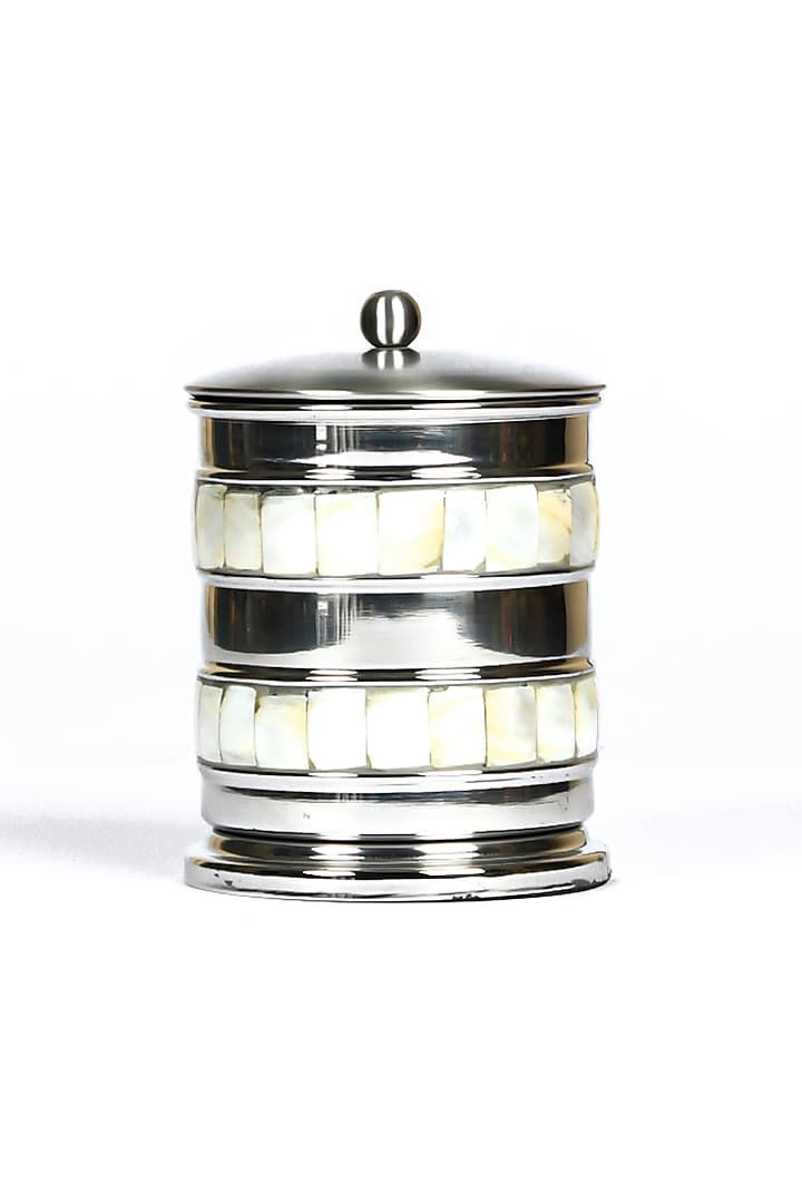 Silver & Ivory Stainless Steel Bath Accessories Set (Set of 5) by Amoliconcepts at Pernia's Pop Up Shop