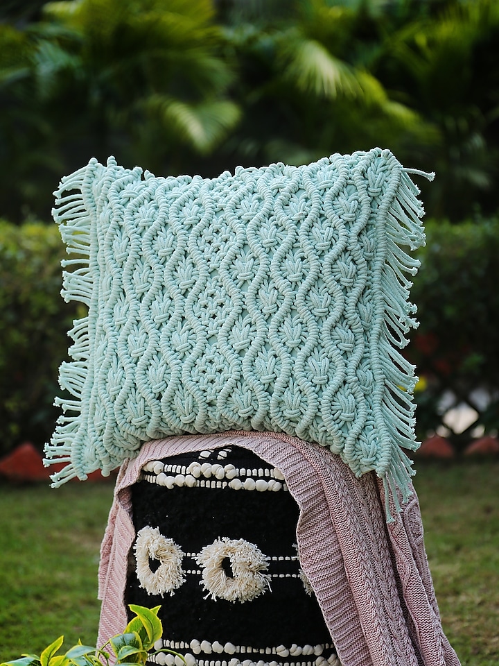 Aqua Green Cotton Cushion Cover by Amoliconcepts at Pernia's Pop Up Shop