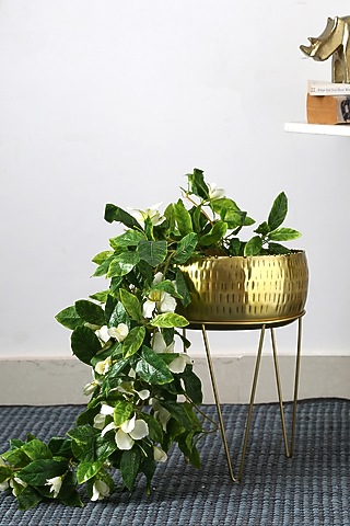 Antique Brass Hammered Planter by Amoliconcepts