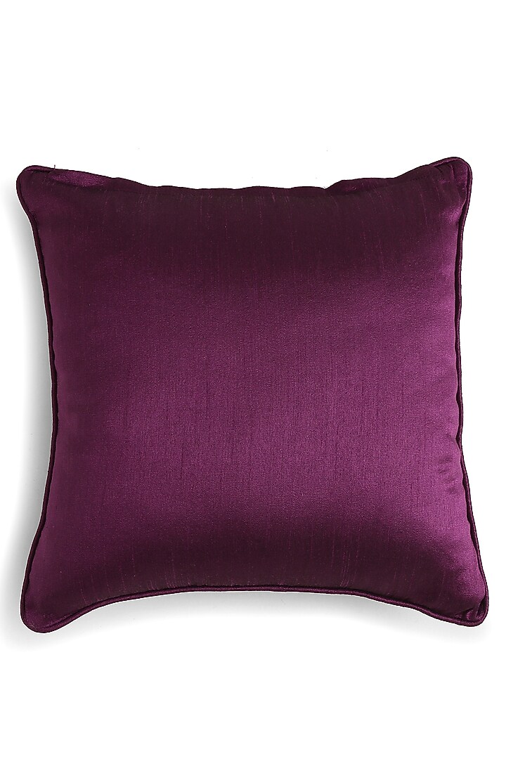 Deep Purple Polyester Printed & Embroidered Cushion Covers (Set of 2) by Amoliconcepts at Pernia's Pop Up Shop