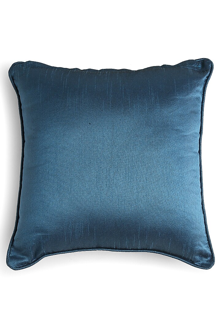 Blue Polyester Printed & Embroidered Cushion Covers (Set of 2) by Amoliconcepts at Pernia's Pop Up Shop
