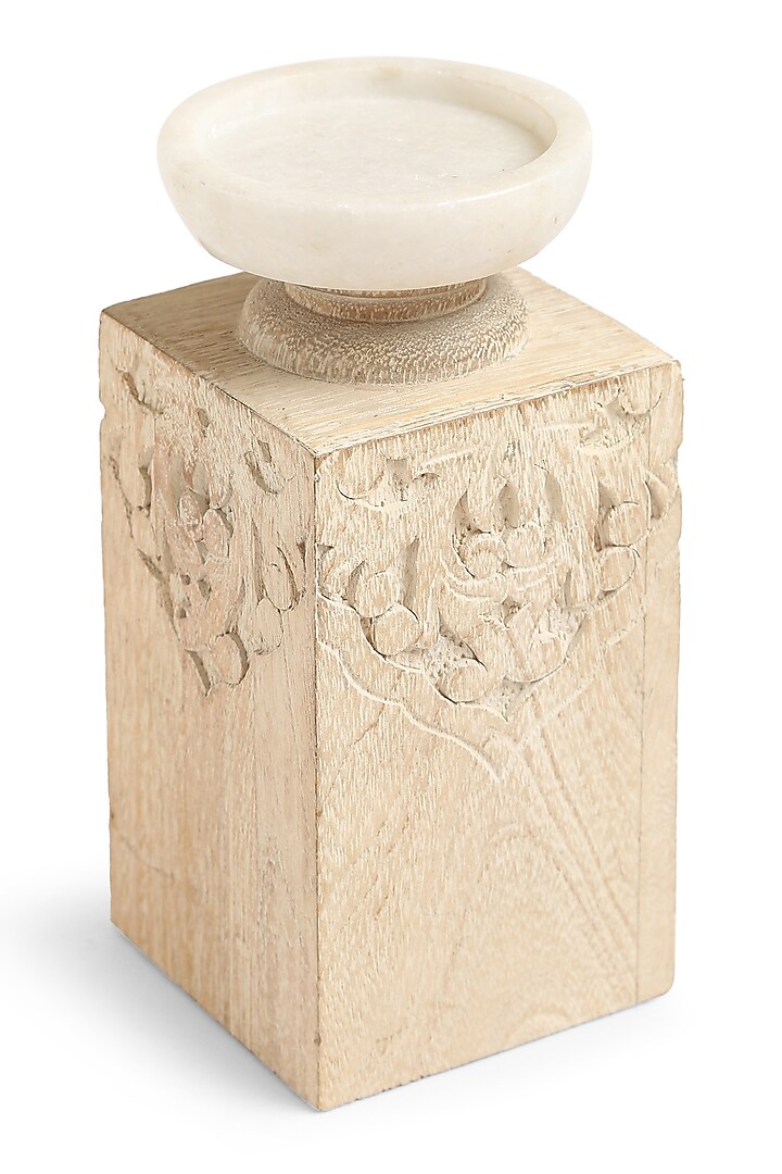 White Marble Handcarved Candle Holders (Set of 2) by Amoliconcepts at Pernia's Pop Up Shop