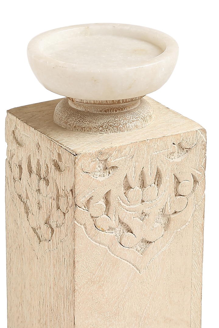 White Marble Handcarved Candle Holders (Set of 2) by Amoliconcepts at Pernia's Pop Up Shop