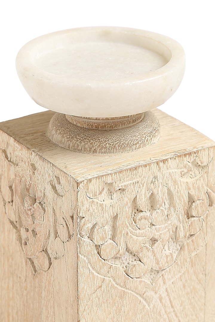 White Marble Handcarved Candle Holders (Set of 2) by Amoliconcepts at Pernia's Pop Up Shop