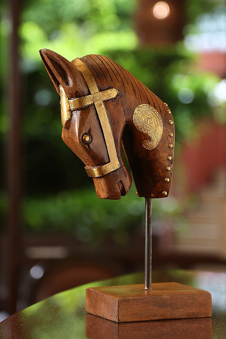 Brown Wooden Table Decor Horse by Amoliconcepts at Pernia's Pop Up Shop