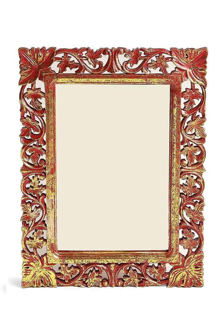 Red & Gold MDF Handcrafted Mirror by Amoliconcepts at Pernia's Pop Up Shop