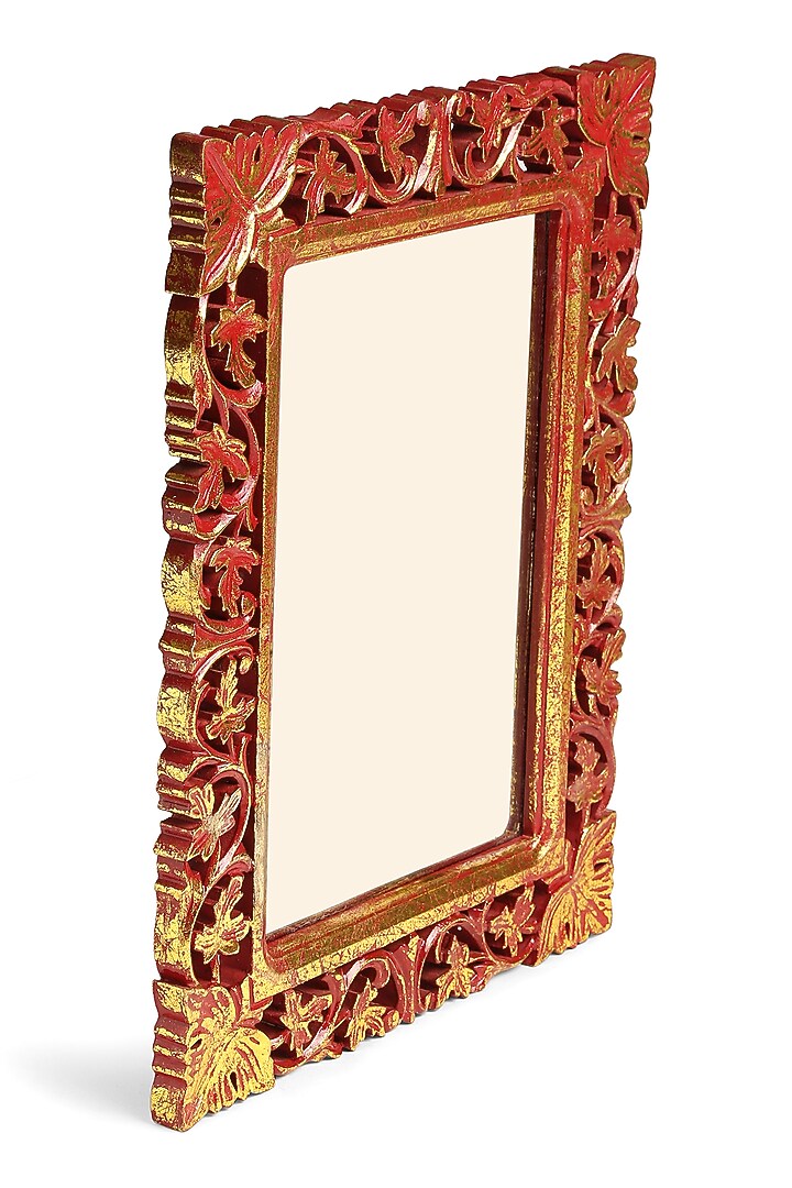 Red & Gold MDF Handcrafted Mirror by Amoliconcepts at Pernia's Pop Up Shop