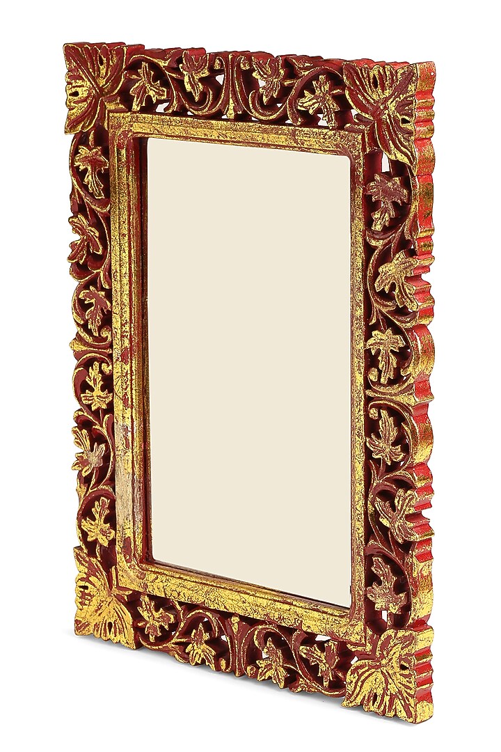 Red & Gold MDF Handcrafted Mirror by Amoliconcepts at Pernia's Pop Up Shop