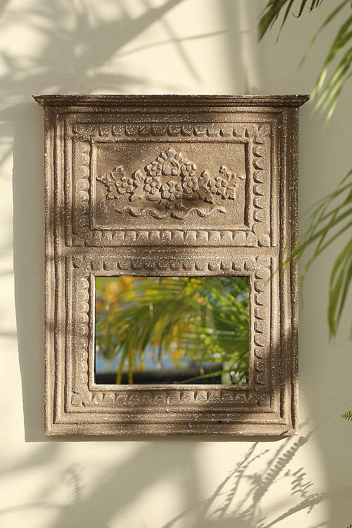 Brown MDF Handcrafted Mirror by Amoliconcepts