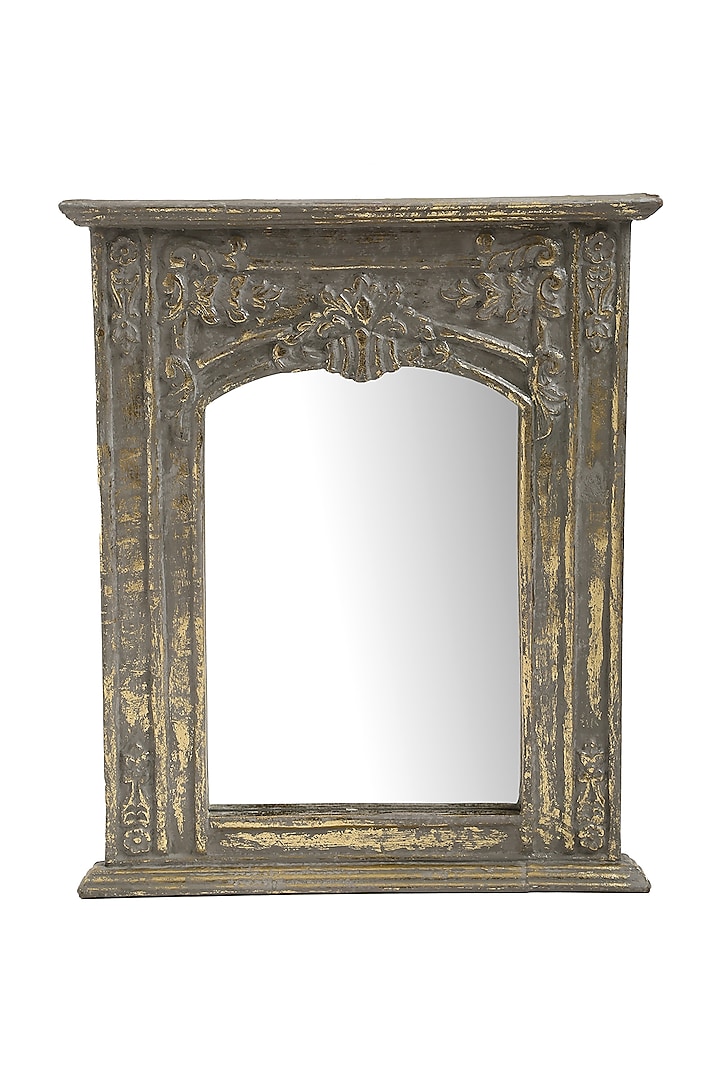 Grey & Gold MDF Handcrafted Mirror by Amoliconcepts