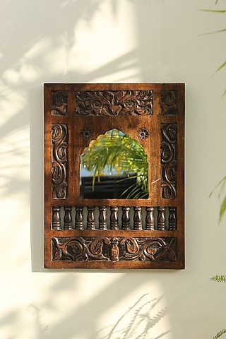 Walnut Mango Wood Handcrafted Mirror by Amoliconcepts