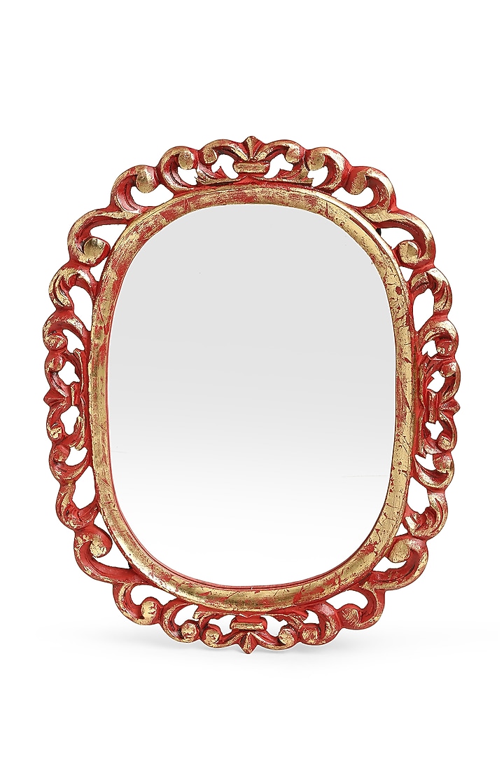 Red & Gold MDF Decorative Wall Mirror by Amoliconcepts at Pernia's Pop Up Shop