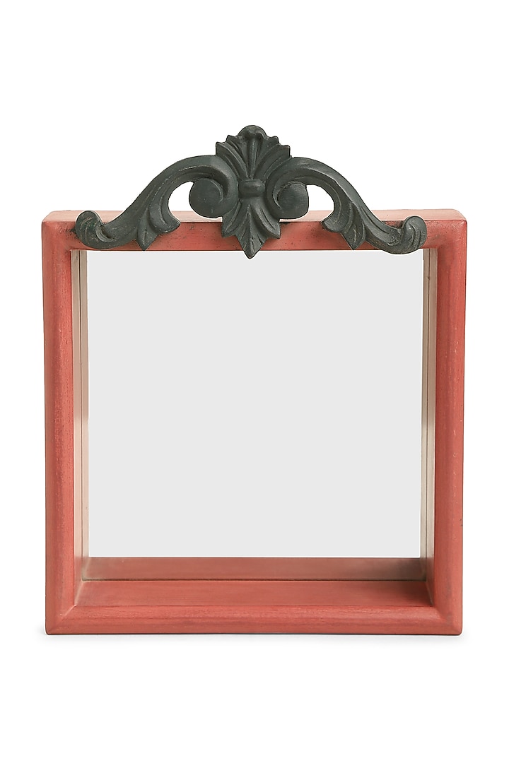 Red & Blue Handcrafted Mango Wood Mirror by Amoliconcepts at Pernia's Pop Up Shop