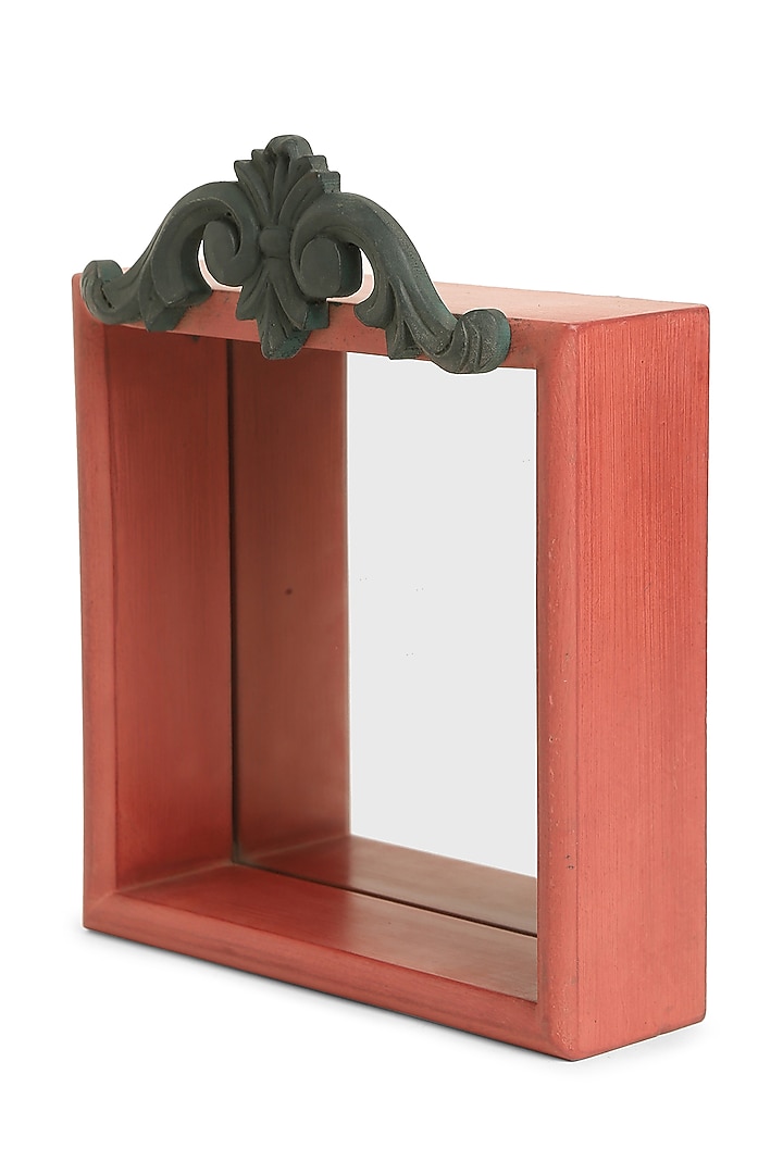Red & Blue Handcrafted Mango Wood Mirror by Amoliconcepts at Pernia's Pop Up Shop