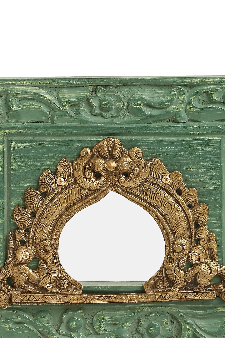 Olive Green & Antique Gold Mango Wood Rustic Mirror by Amoliconcepts at Pernia's Pop Up Shop