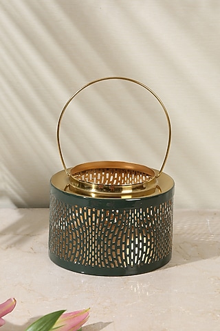 Green & Gold Iron Lantern by Amoliconcepts