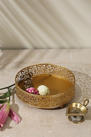 Matte Gold Iron Round Platter by Amoliconcepts