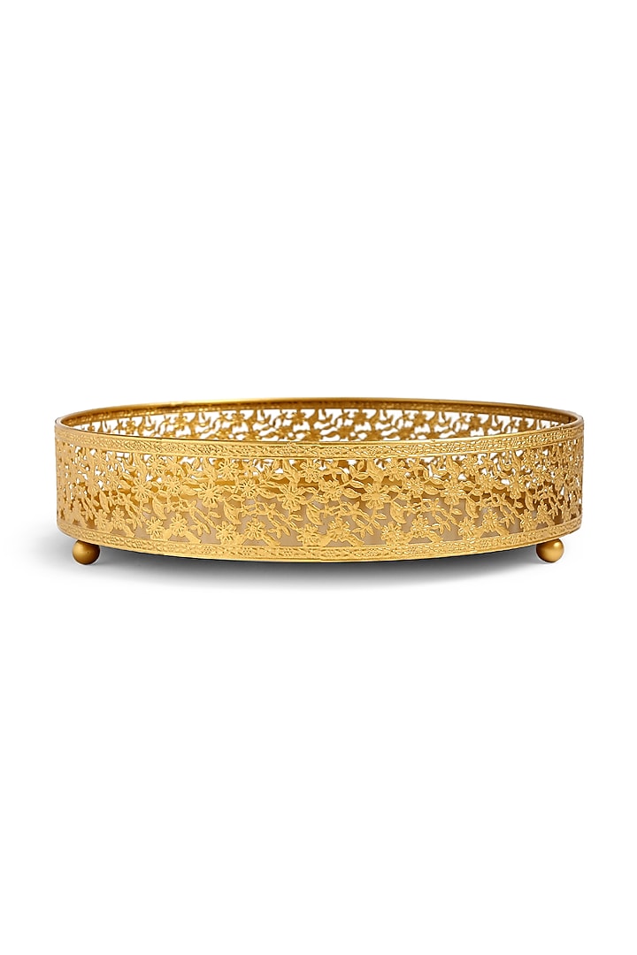 Matte Gold Iron Round Platter by Amoliconcepts at Pernia's Pop Up Shop