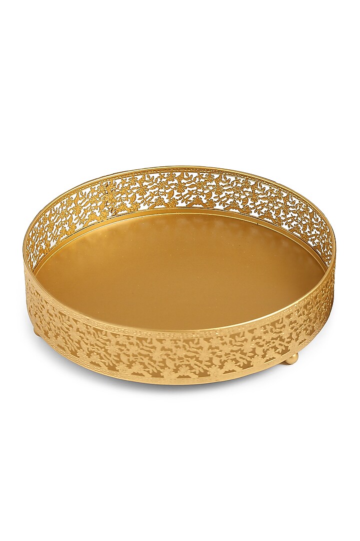 Matte Gold Iron Round Platter by Amoliconcepts at Pernia's Pop Up Shop