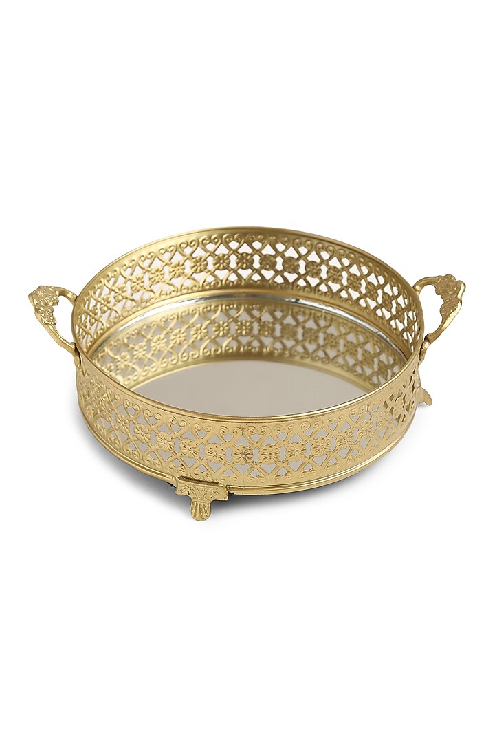 Matte Gold Iron Round Platter by Amoliconcepts at Pernia's Pop Up Shop