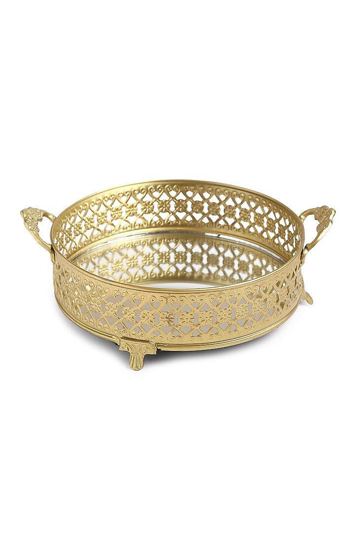 Matte Gold Iron Round Platter by Amoliconcepts at Pernia's Pop Up Shop