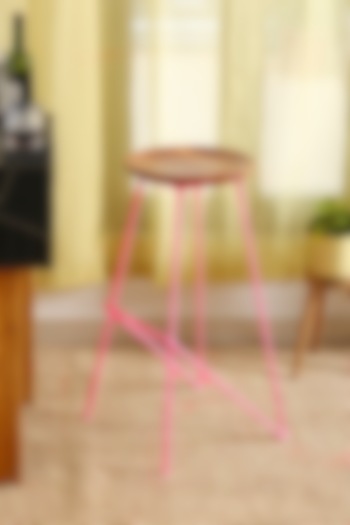 Pink Iron & Wooden Bar Stool by Amoliconcepts
