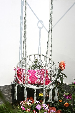 Green Cotton Macrame Hanging by Amoliconcepts