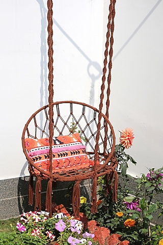Brown Cotton Macrame Hanging by Amoliconcepts