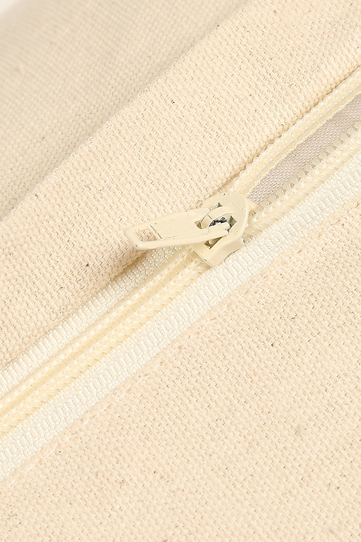 Off-White Cotton Cushion Cover With Tassels by Amoliconcepts at Pernia's Pop Up Shop