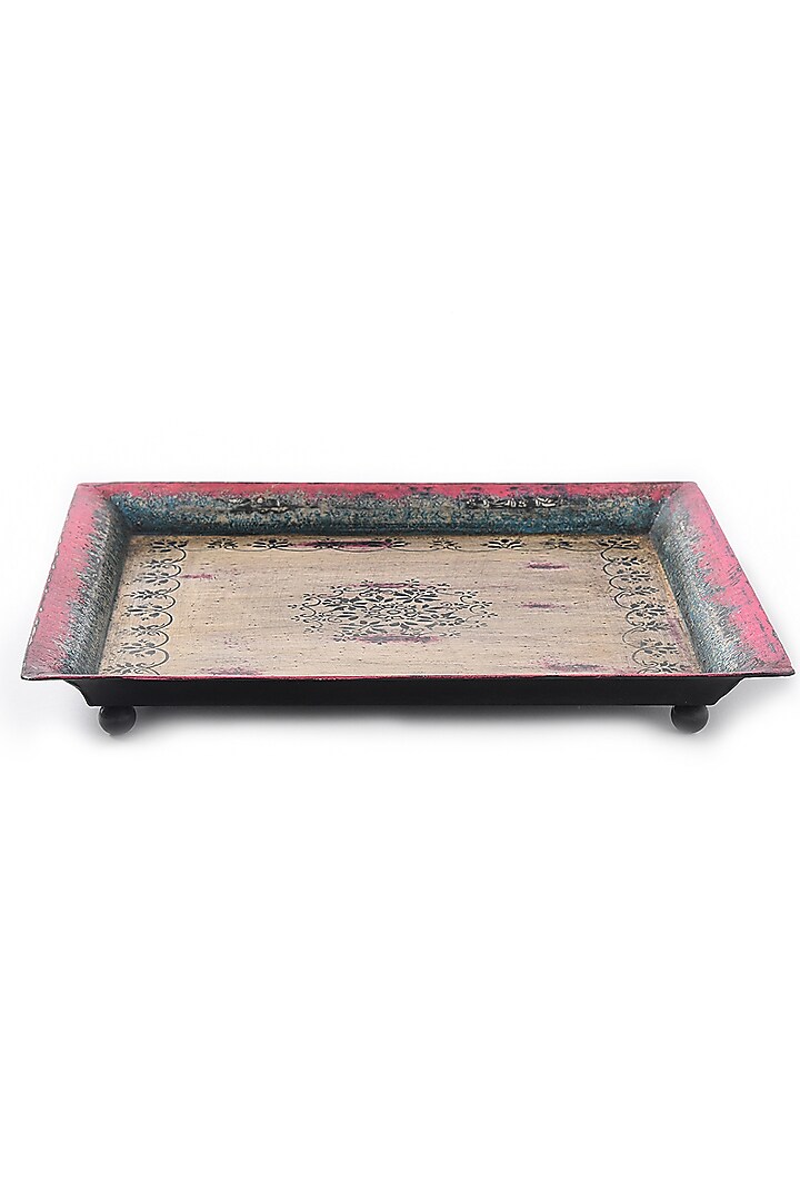 Multi-Colored Iron Hand Painted Platter by Amoliconcepts at Pernia's Pop Up Shop