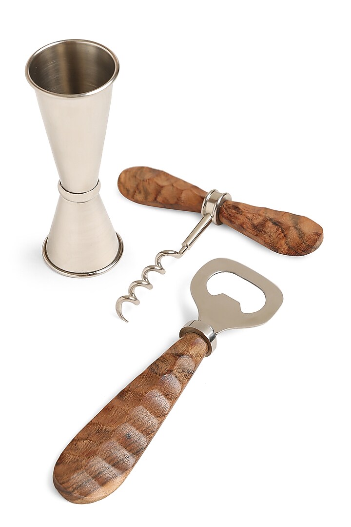 Natural Brown Mango Wood Bar Tool (Set of 3) by Amoliconcepts at Pernia's Pop Up Shop