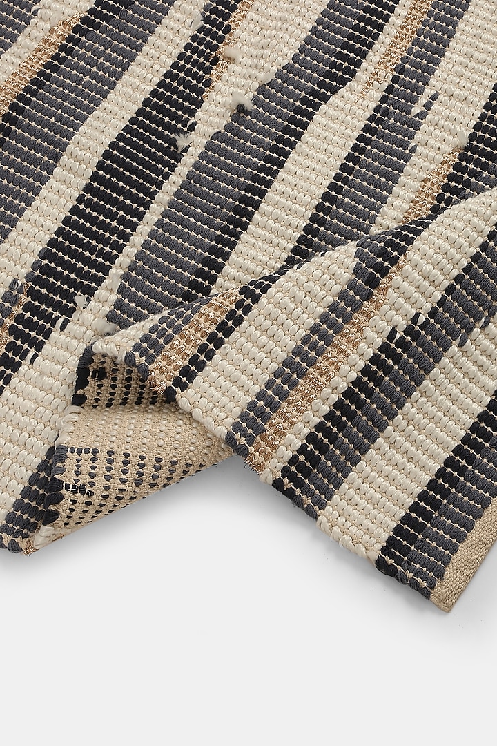 Off-White & Blue Cotton Hand Woven Table Runner by Amoliconcepts at Pernia's Pop Up Shop