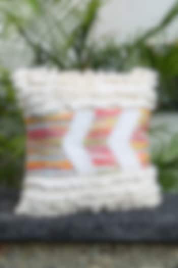 Off-White Cotton Handtufted Cushion Cover by Amoliconcepts at Pernia's Pop Up Shop