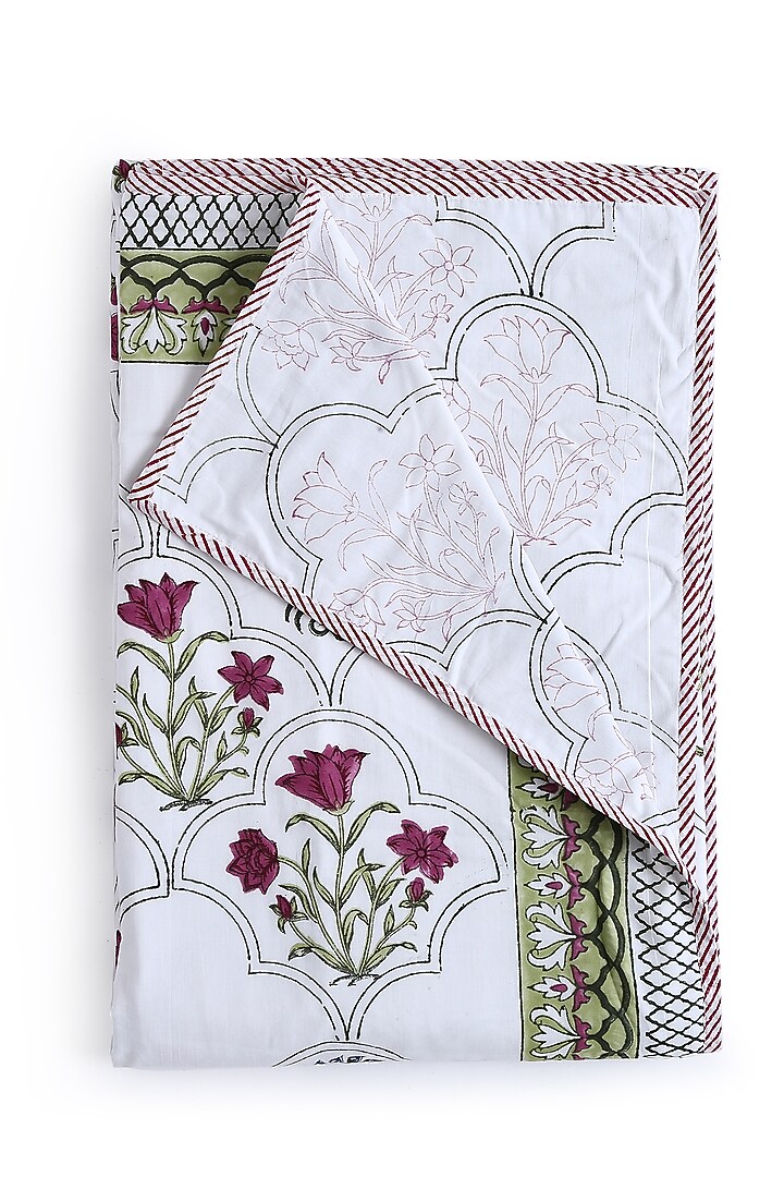 Multi-Colored Eco-Friendly Cotton Hand Block Print Dohar by Amoliconcepts at Pernia's Pop Up Shop