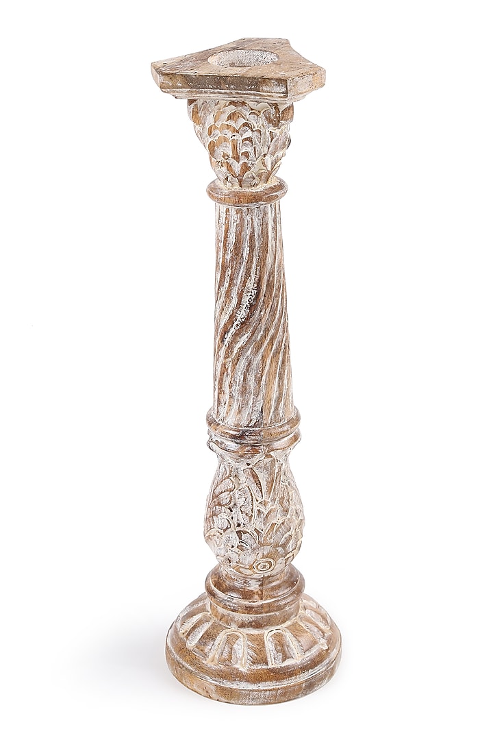 Natural and White Mango Wood Candle Holders by Amoliconcepts at Pernia's Pop Up Shop