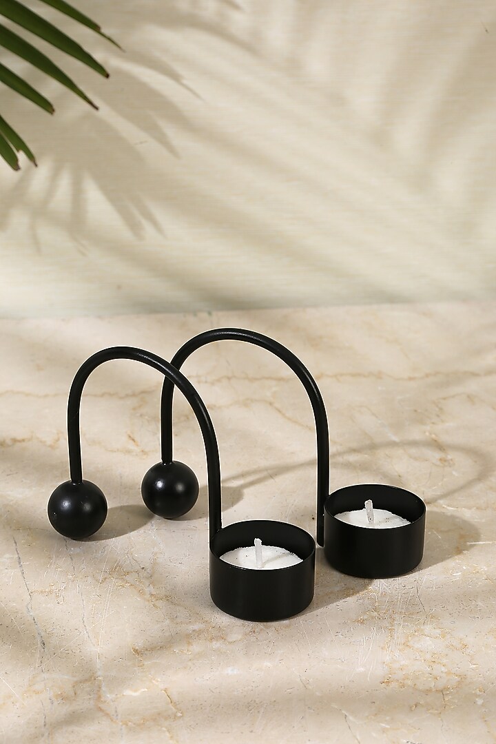 Black Iron Tea Light Holder (Set of 2) by Amoliconcepts at Pernia's Pop Up Shop