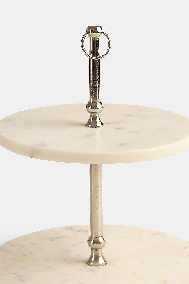 White & Silver Marble Two Tier Cake Stand by Amoliconcepts at Pernia's Pop Up Shop