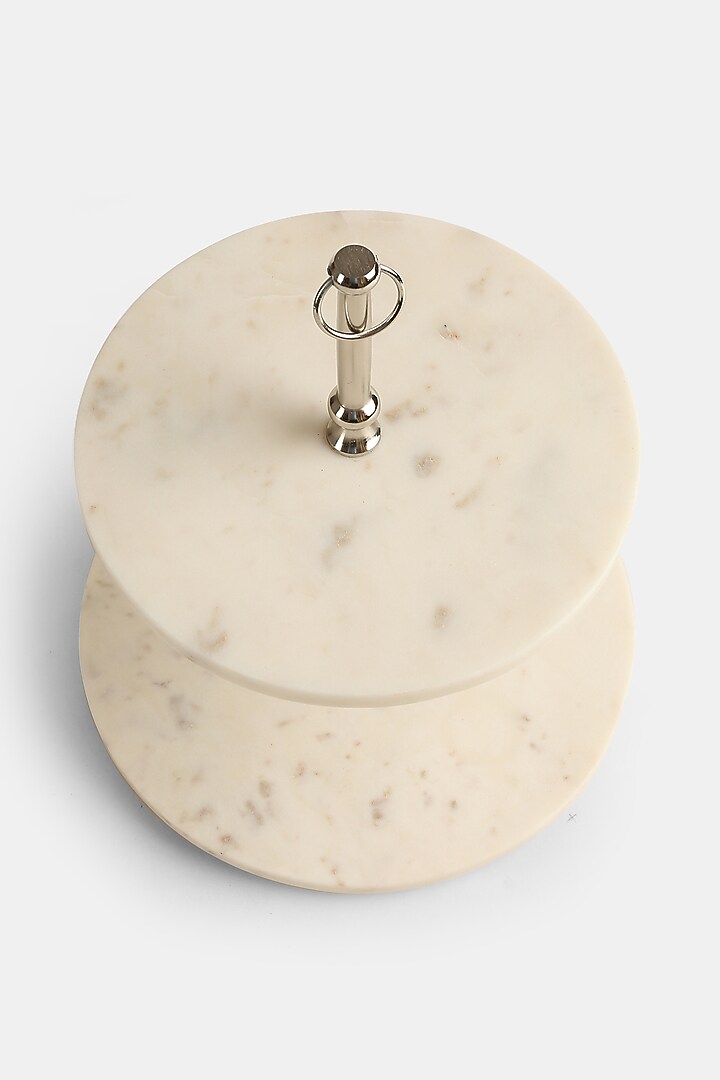 White & Silver Marble Two Tier Cake Stand by Amoliconcepts at Pernia's Pop Up Shop