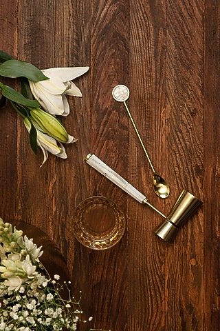 Gold & White Stainless Steel Bar Tool Set by Amoliconcepts