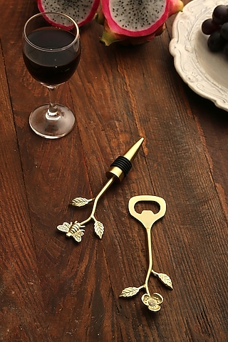 Gold Stainless Steel & Brass Bar Tool Set by Amoliconcepts