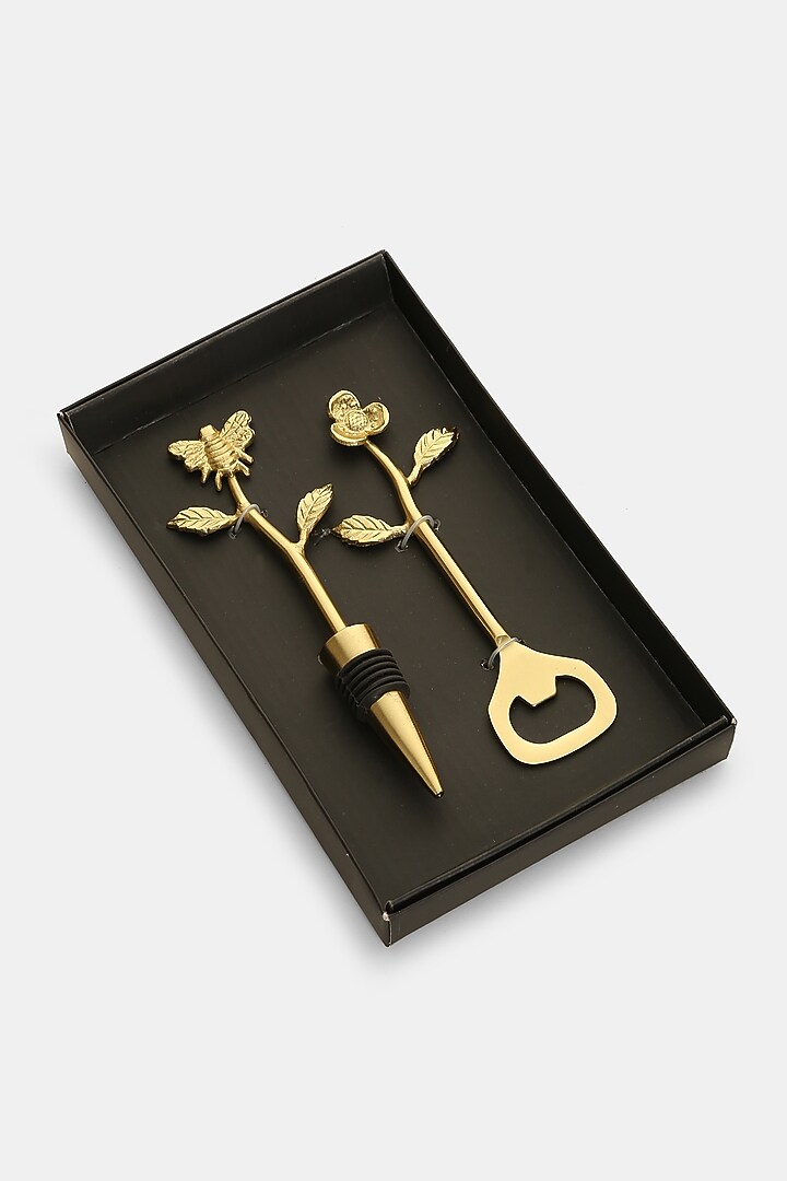 Gold Stainless Steel & Brass Bar Tool Set by Amoliconcepts at Pernia's Pop Up Shop