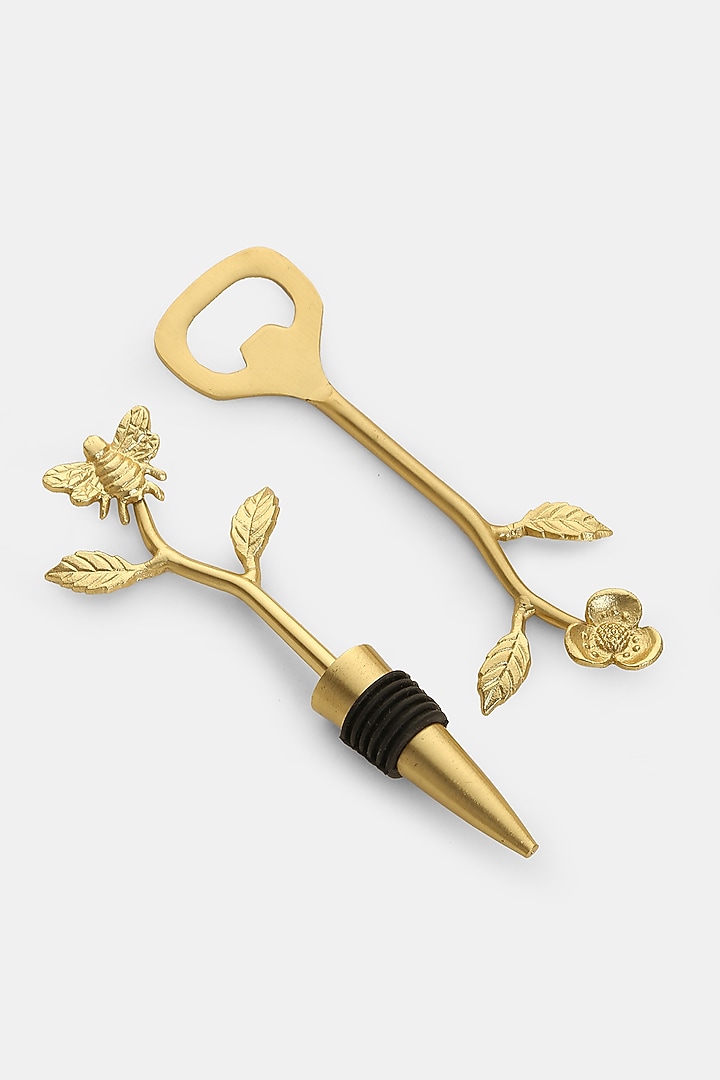 Gold Stainless Steel & Brass Bar Tool Set by Amoliconcepts at Pernia's Pop Up Shop
