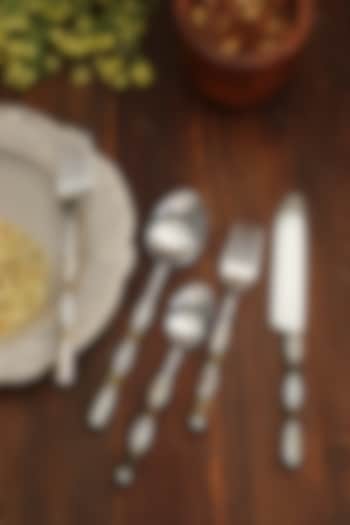 Multi-Colored Stainless Steel & Brass Cutlery Set by Amoliconcepts at Pernia's Pop Up Shop