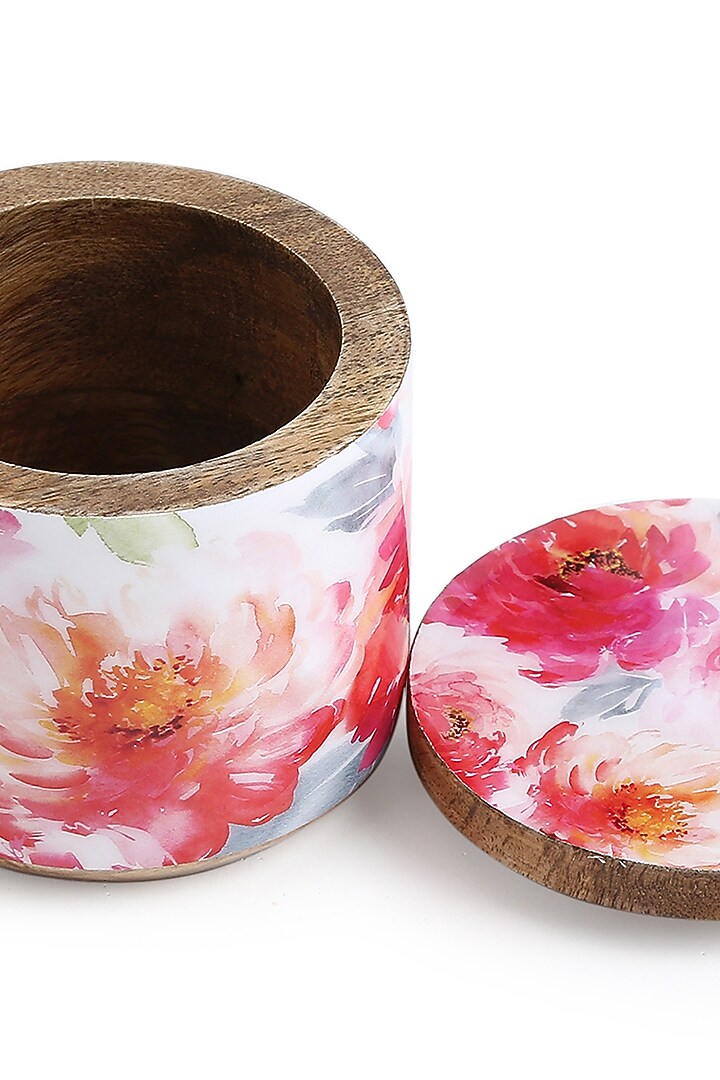 Multi-colored Mango Wood Enameling Jars ( Set of 2) by Amoliconcepts at Pernia's Pop Up Shop