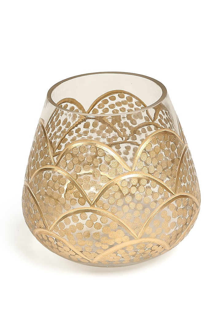 Gold Tone Glass Hand-Painted Candle Holder (Set of 2) by Amoliconcepts at Pernia's Pop Up Shop